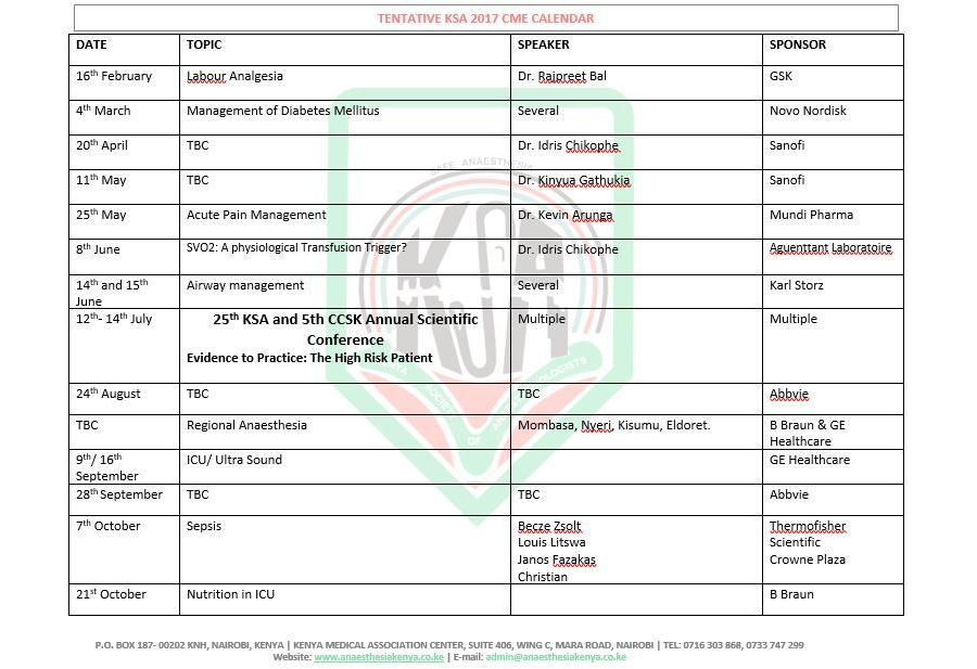 [2017] Calendar of Events